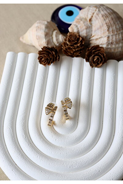 FİRST JEWELRY Yılan Figürlü Zirkon Taşlı Küpe