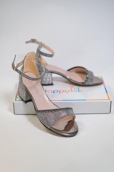 BUTİKHAPPYKİDS Pantofi de seară pentru fetiță, cu dungi, piatră de apă, platină, pentru absolvire, cu tocuri de nuntă, pantofi de seară pentru copii