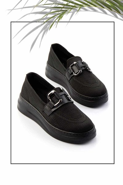 Bambi Pantofi de damă loafer - tricotaje negre K 01320302482