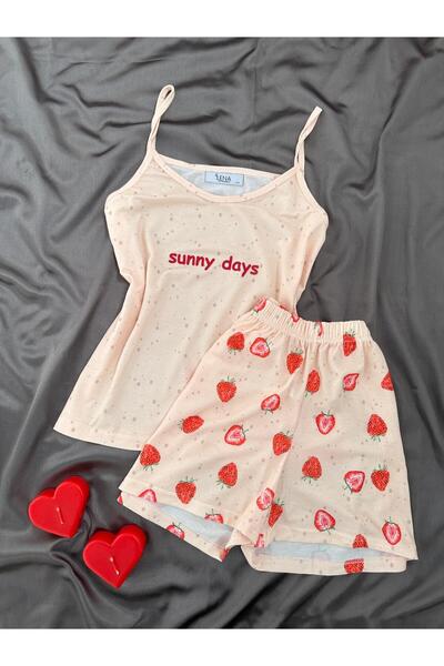 Lena Homewears Σετ πιτζάμες με σορτς με σχέδιο φράουλα