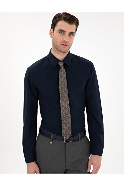 Pierre Cardin Lacivert Regular Fit Uzun Kollu Basic Gömlek 50307198-VR033