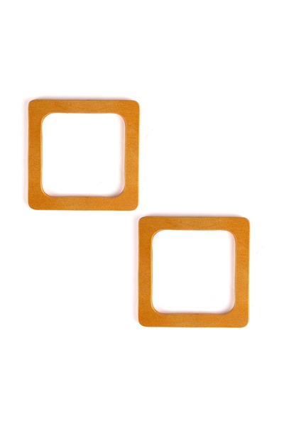 Prestij Boncuk Model pătrat Mâner geantă din lemn 12,5 cm Maro