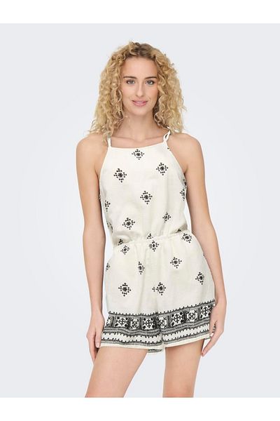 ONLY ONLCARO LINEN BL STRAP Γυναικεία λευκή φόρμα Playsuit - 15318559