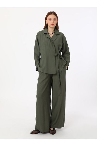 Benin Double Breasted Jacket-Pantalon Suit - Khaki Benin