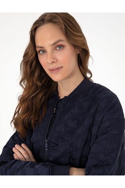Pierre Cardin Navy Blue Crop Top Coat 50300918 -Vr033