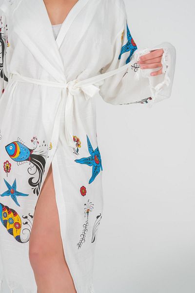 VAROL Bamboo Peshtemal and Dressing Gown Set - Μπουρνούζι με στάμπα