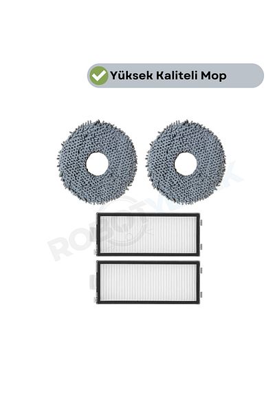 robotyedek Roborock Q Revo Master Compatible Mop and Hepa Filter-4 Pieces