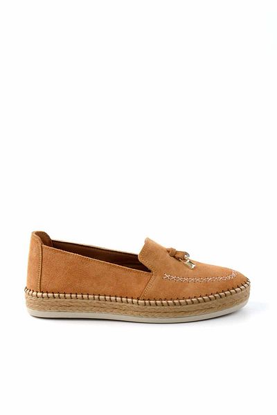 Bambi Damen-Espadrille aus echtem Leder, hellbraunes Wildleder – K 01300305502