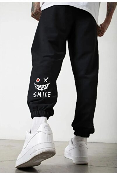 VERSCOVE Tepláky s potiskem úsměvu v novém trendu s gumovými nohavicemi a bočními kapsami