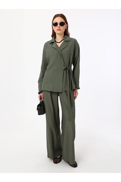 Benin Double Breasted Jacket-Pantalon Suit - Khaki Benin