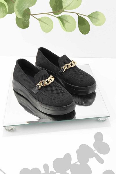 Bambi Tricotaje negre Pantofi de damă K 01320301982