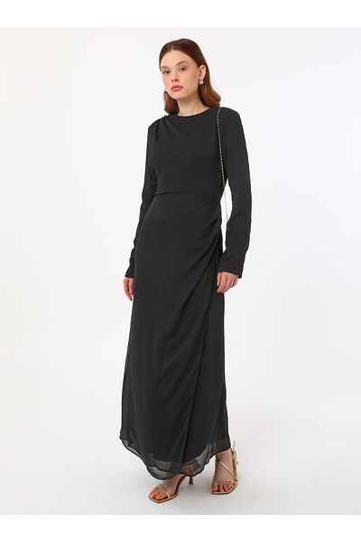 Refka Φόρεμα Hijab με λεπτομέρεια από σιφόν - Μαύρο - Refka