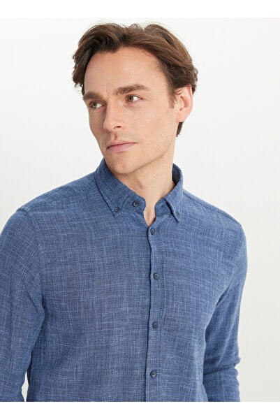 ALTINYILDIZ CLASSICS Altınyıldız Classics Slim Fit Düğmeli Yaka Lacivert Erkek Gömlek ACE020252165_LAC