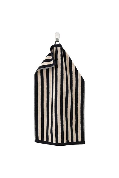 IKEA SLÅNHÖSTMAL Hand Towel 40x70 cm Black/Beige Striped – 100% Cotton, Soft & Absorbent