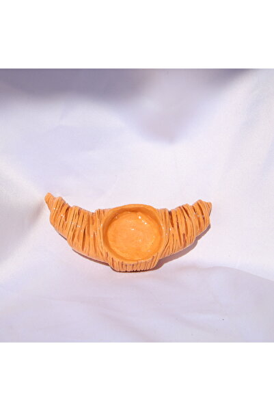 Lily & Loly Ceramics Kruvasan Tasarım El Yapımı Seramik Tealight Mumluk- Kruv...