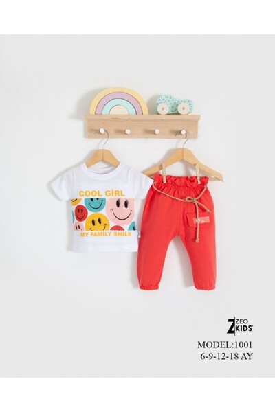 Kids Kingdom Cotton Smiling Face Printed 2-Piece Baby Girl Set