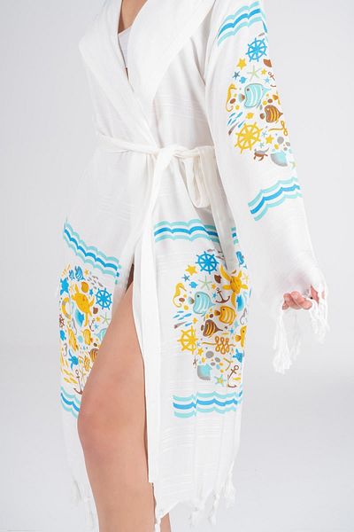 VAROL Bamboo Peshtemal and Dressing Gown Set - Μπουρνούζι με στάμπα