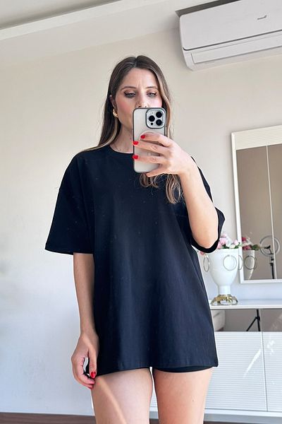 CİDDE Unisex Plain Basic Unprinted Daily Cotton Oversize T-Shirt - Women's Loose Cut Combed Cotton T-Shirt
