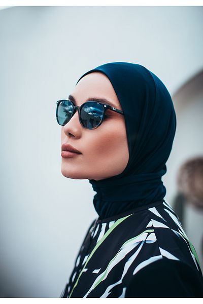 MASSMİZO Navy Blue Women's Fully Covered Hijab Outer Bonnet