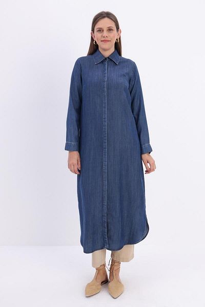 ALLDAY Cămașă lungă cu plăcuță ascunsă din denim 23JS51219AL1