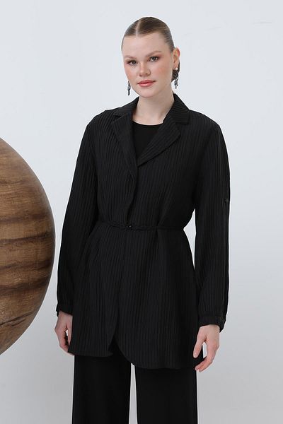 Puane Costum de damă cu pantaloni cu curea în talie - 14316TKS - NEGRU