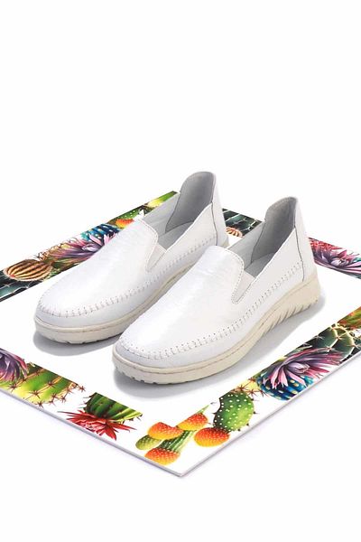 Bambi Weiße Damen-Ballerinas aus echtem Leder K 01331055703