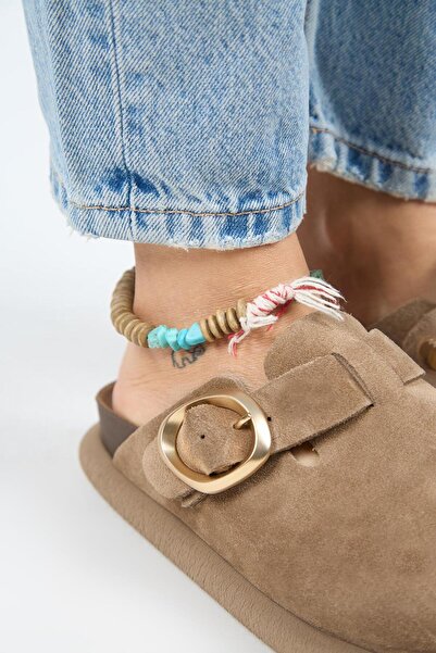 Manijero (Ασυμμετρία) Γυναικείες παντόφλες Sabo Mink με γνήσιο δέρμα με ζώνη