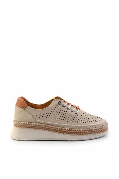 Bambi Beige Genuine Leather Women's Espadrille K01331036203