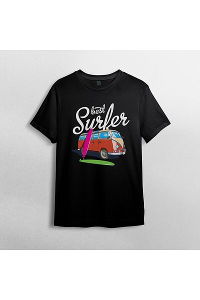 Pixxa Surfing Enthusiast - Surfer - Holiday Unisex 100% Cotton Crew Neck T-Shirt Μοντέλο 2