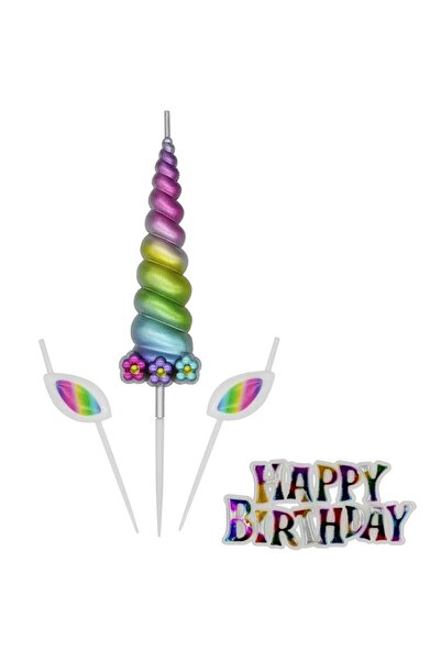 parti sürprizi Unicorn Gökkuşağı Boynuz Şekilli Happy Birthday Mum