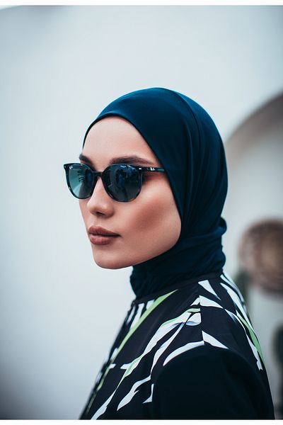 MASSMİZO Navy Blue Women's Fully Covered Hijab Outer Bonnet