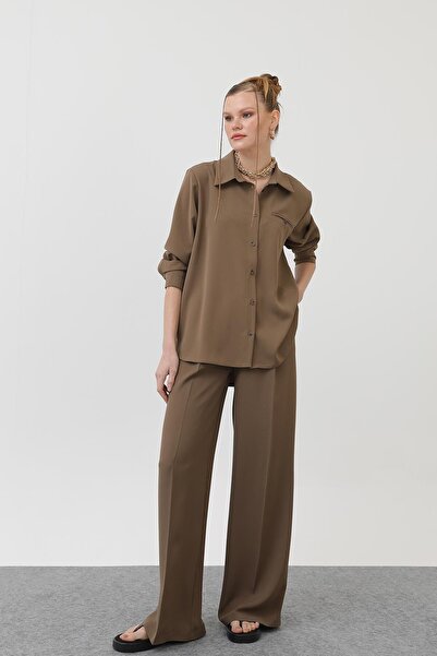 Soul Kadın Cep Detaylı Gömlek - 32174GML - Vizon