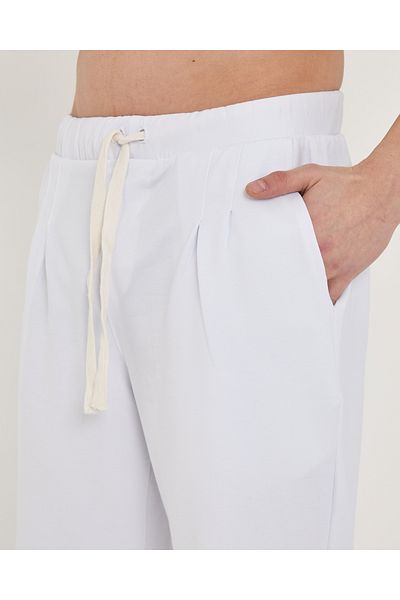 RELAXL Unisex φαρδιά βαμβακερή χτενισμένη μακριά φαρδιά λευκή αθλητική φόρμα Pantalon