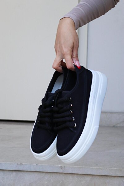 BeBeQ Store Guido Black Linen Women's Sports Shoes