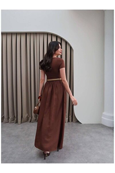 My Blog Hnědé skládané šaty Cenva - 203106