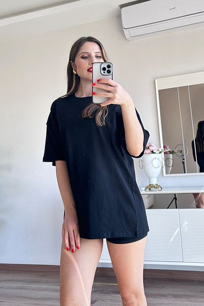CİDDE Unisex Plain Basic Unprinted Daily Cotton Oversize T-Shirt - Women's Loose Cut Combed Cotton T-Shirt