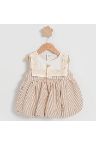 TRENDİMİZBİR Baby Girl Balloon Skirt Lace Collar Woven Dress