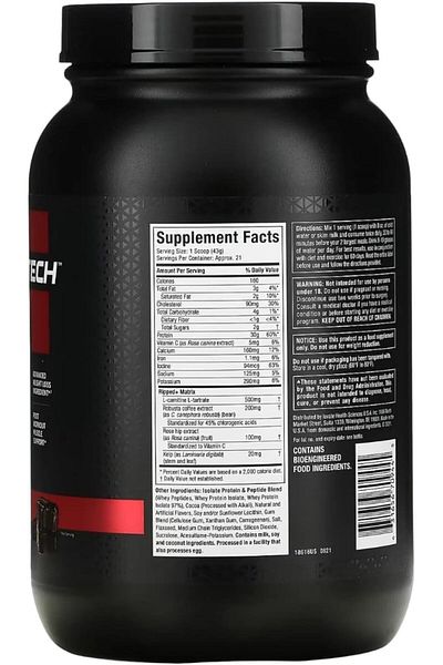 MUSCLETECH Performance Series Nitrotech Ripped Supplement 2 Lbs Chocolate Fudge Brownie