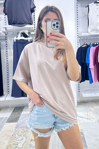 CİDDE Unisex Plain Basic Unprinted Daily Cotton Oversize T-Shirt - Women's Loose Cut Combed Cotton T-Shirt