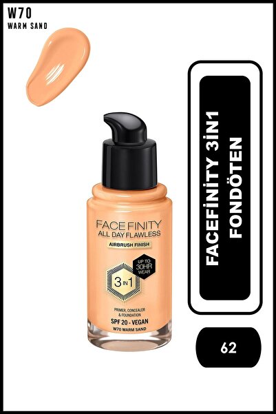 Max Factor Facefinity 3in1 Fondöten No: 62 Warm Beige