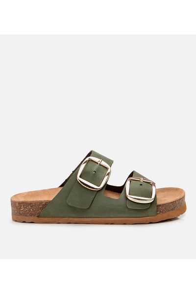 Hotiç Γυναικείες παντόφλες Nubuck Δερμάτινες Πράσινες Ζώνες