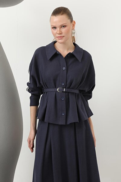 Puane طقم تنورة بحزام للنساء - 14314TKS - أزرق داكن