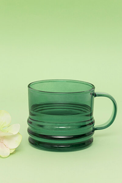 Glass In Love Renkli Kulplu Cam Bardak - Bombeli / Yeşil