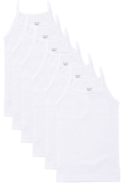Pardon Girl's Rope Strap Plain Tank Top 6 Pieces Cotton