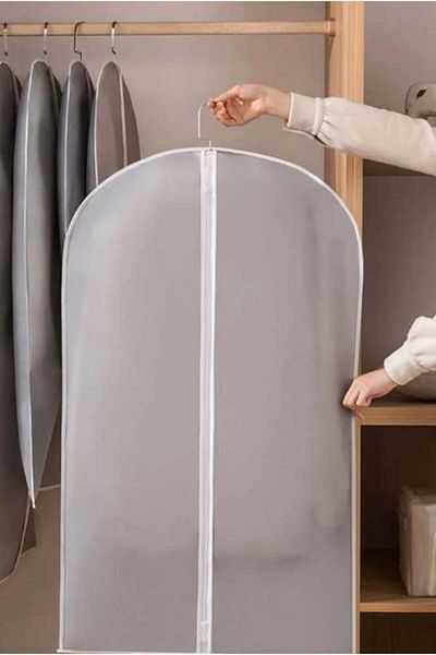 DEMİROĞLU EV TEKSTİL 10 Pieces Gray Suit Cover Gamboc Hurç Closet Organizer Organizer