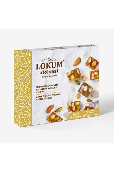 Lokum Atölyesi Turkish Delight with Pistachio, Hazelnut, Almond 150g