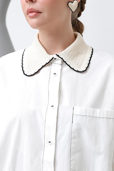 Soul Жіноча сорочка з в'язаним коміром - 32150gml - Екрю