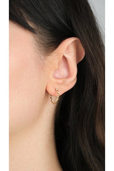 Arpaş 14 Ayar Altın Burgulu Halka Klipsli Küpe 1010