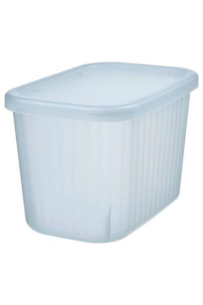 IKEA صندوق تخزين RYKTA مع غطاء، شفاف رمادي-أزرق، 12 × 18 × 12 سم/1.5 لتر