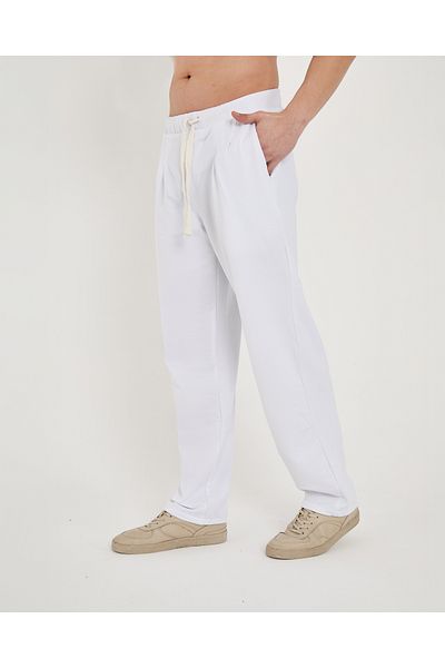 RELAXL Unisex φαρδιά βαμβακερή χτενισμένη μακριά φαρδιά λευκή αθλητική φόρμα Pantalon